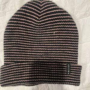 Zumiez pink and black stripe streetwear beanie
